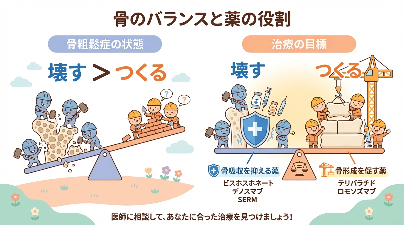 骨のバランス:壊すと作るのシーソー