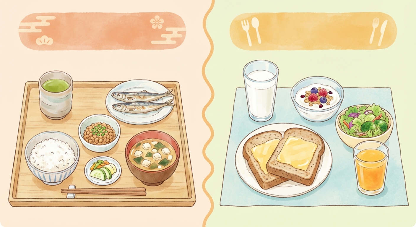 和食と洋食の骨活朝ごはん