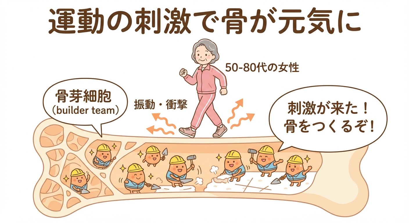 運動刺激で骨芽細胞が活性化